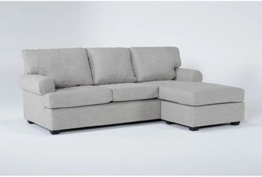 Living Spaces Hampstead Dove Grey Fabric 99" Sofa with Reversible Chaise Used OFFERS WELCOME!!