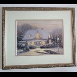 Christmas Eve By Thomas Kinkade 12"×16" Framed 1991 w/ authenticity paper