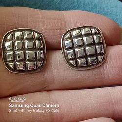 Vtg.sterling Silver Modernist Unique Earrings