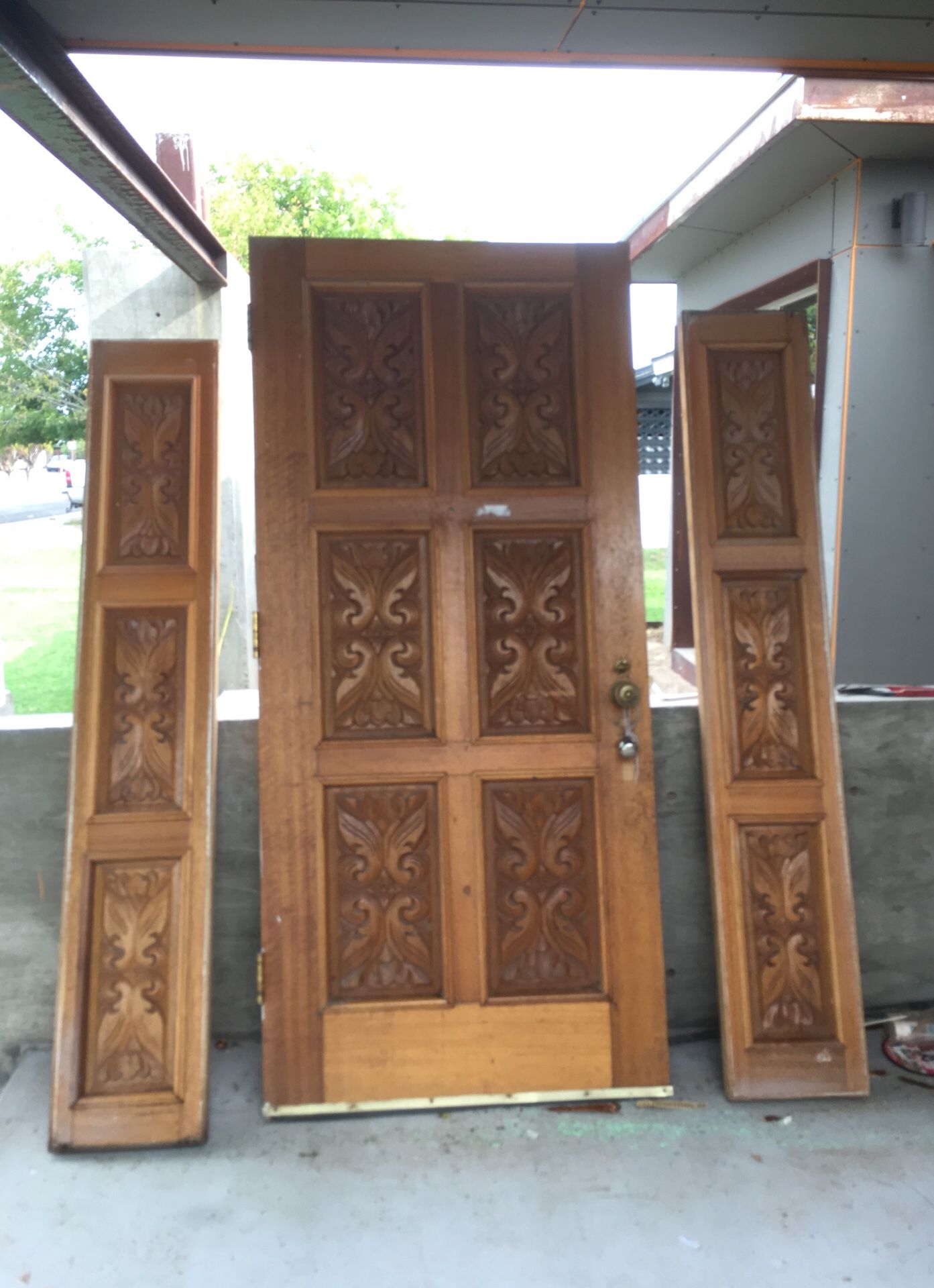Vintage solid carved exterior door