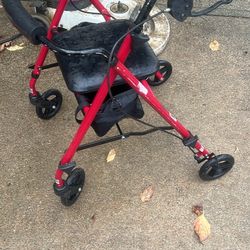 Walker with seat, brakes work storage on the seat