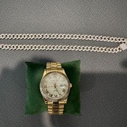 Chain and bracelet (Silver with zirconia and a gold bath)