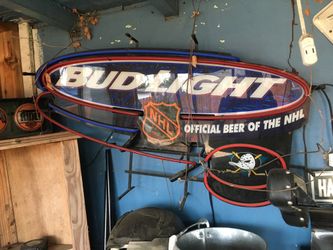 NHL Mighty Ducks Bud Light Neon Bar Sign