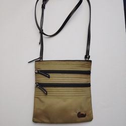 Dooney & Bourke Nylon Leather Crossbody Bag North South Triple Zip Travel Olive