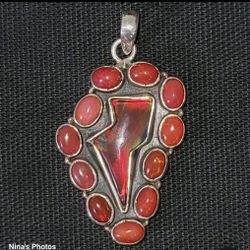 Sterling 925 Coral Color Changing Lightning Bolt Statement Pendant Native?