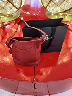 Vintage COACH Red Leather Duffle Slim Bucket Purse