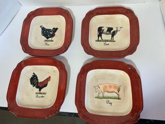 Vintage farm animal plates