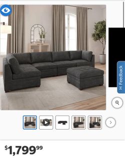 Thomasville Tisdale Modular Sectional 6-piece Olive Green w Storage Ottoman New Nuevo