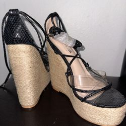 Black And Nude Wedges 