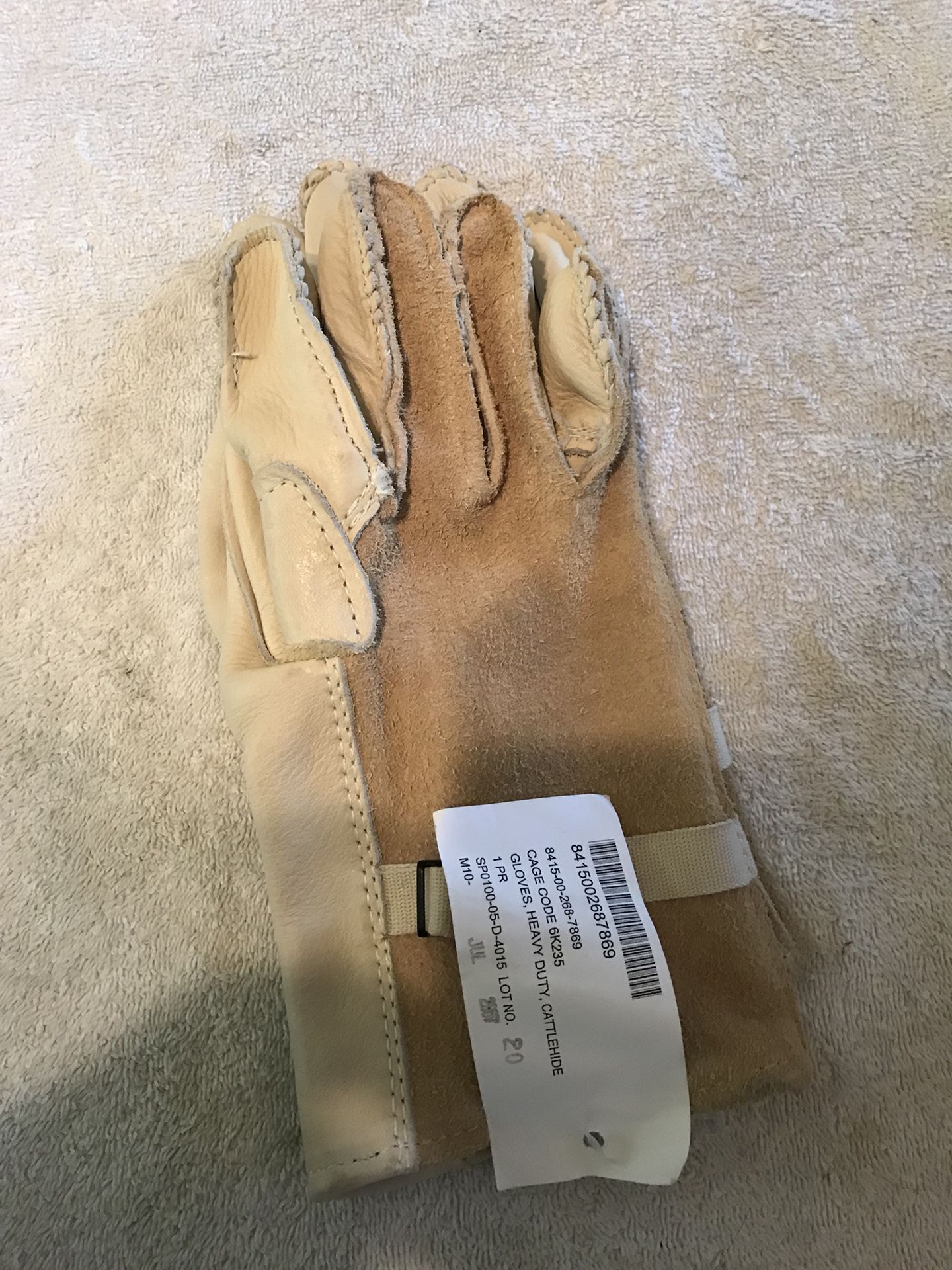 Military cattle hide heavy duty gloves