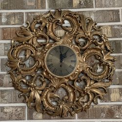 1960s Beautiful and Ornate Clock and Sconces