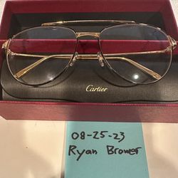 Cartier Luxury Pilot Aviator Gold/Black Eyeglasses