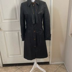 Dolce And Gabbana Black Leather Coat