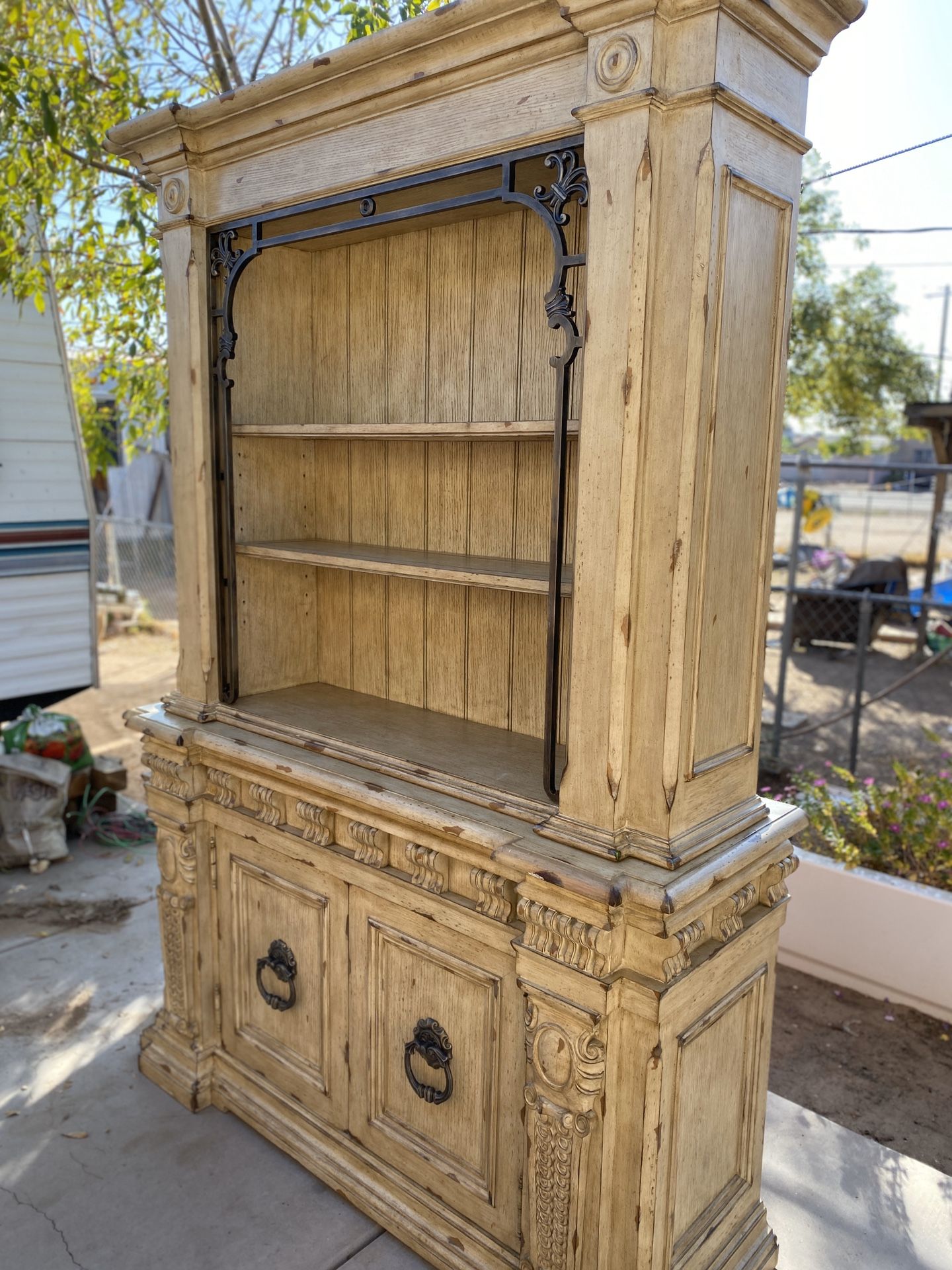 Rustic China Hutch with dining table /chairs