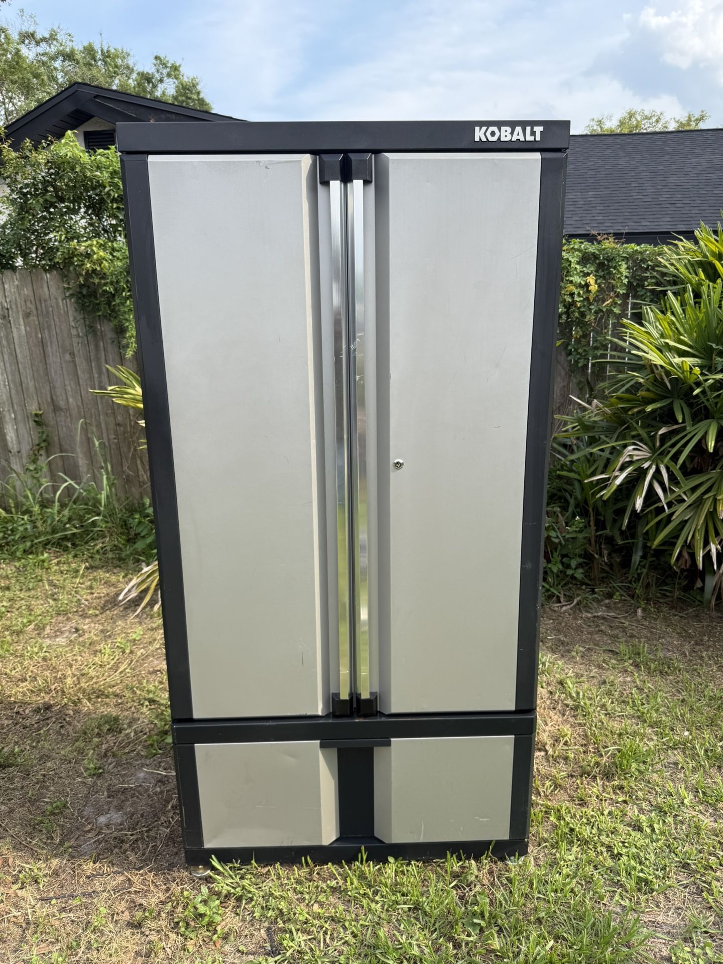 Kobalt 36-in W x 72-in H x 18.5-in D Freestanding Steel Garage Cabinet in Silver