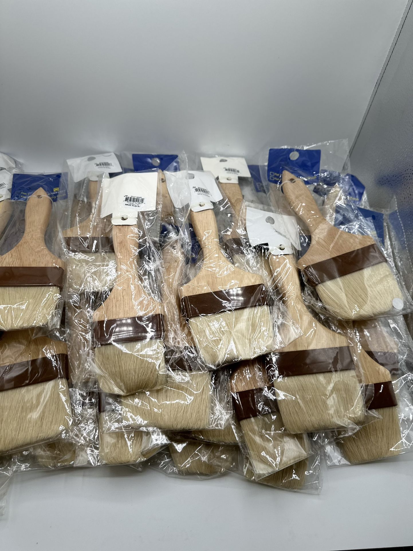 34x 3” Flat Bristle Utility Brushes Wood Handle – Bulk Lot New Sealed