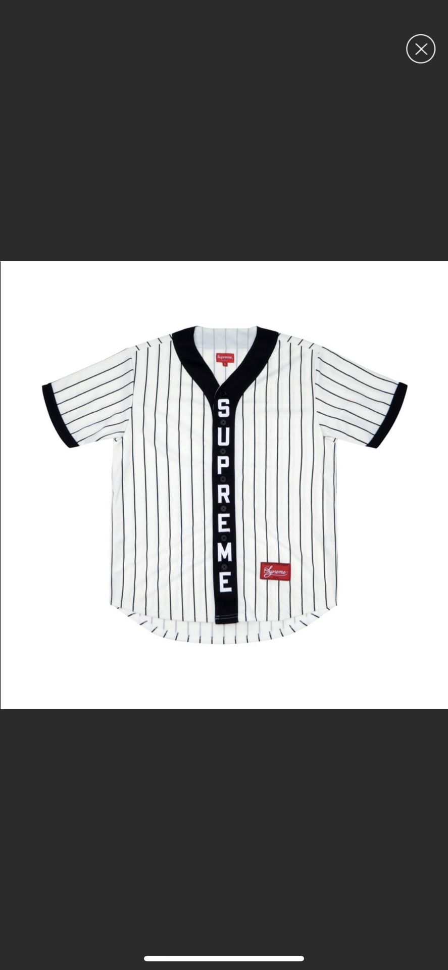 Supreme Baseball Jersey - Vertical Logo - Size Medium