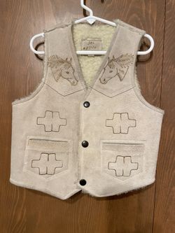Toddler cowboy vest Genuine, Suede Leather And Wool