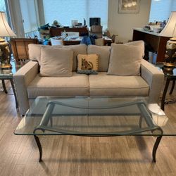 Glass coffee table with matching end tables