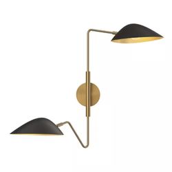 ALORA MOOD - Oscar 6-in 2 Light 60-Watt Aged Gold/Matte Black Vanity Light