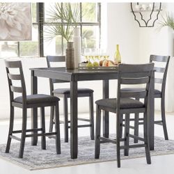 Dining room set 5 piece counter height Ashley Grey Wood Set NEW