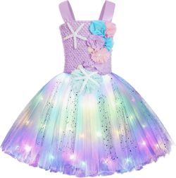 Girls Mermaid Tutu Dress with Lights Size XL (7-8)