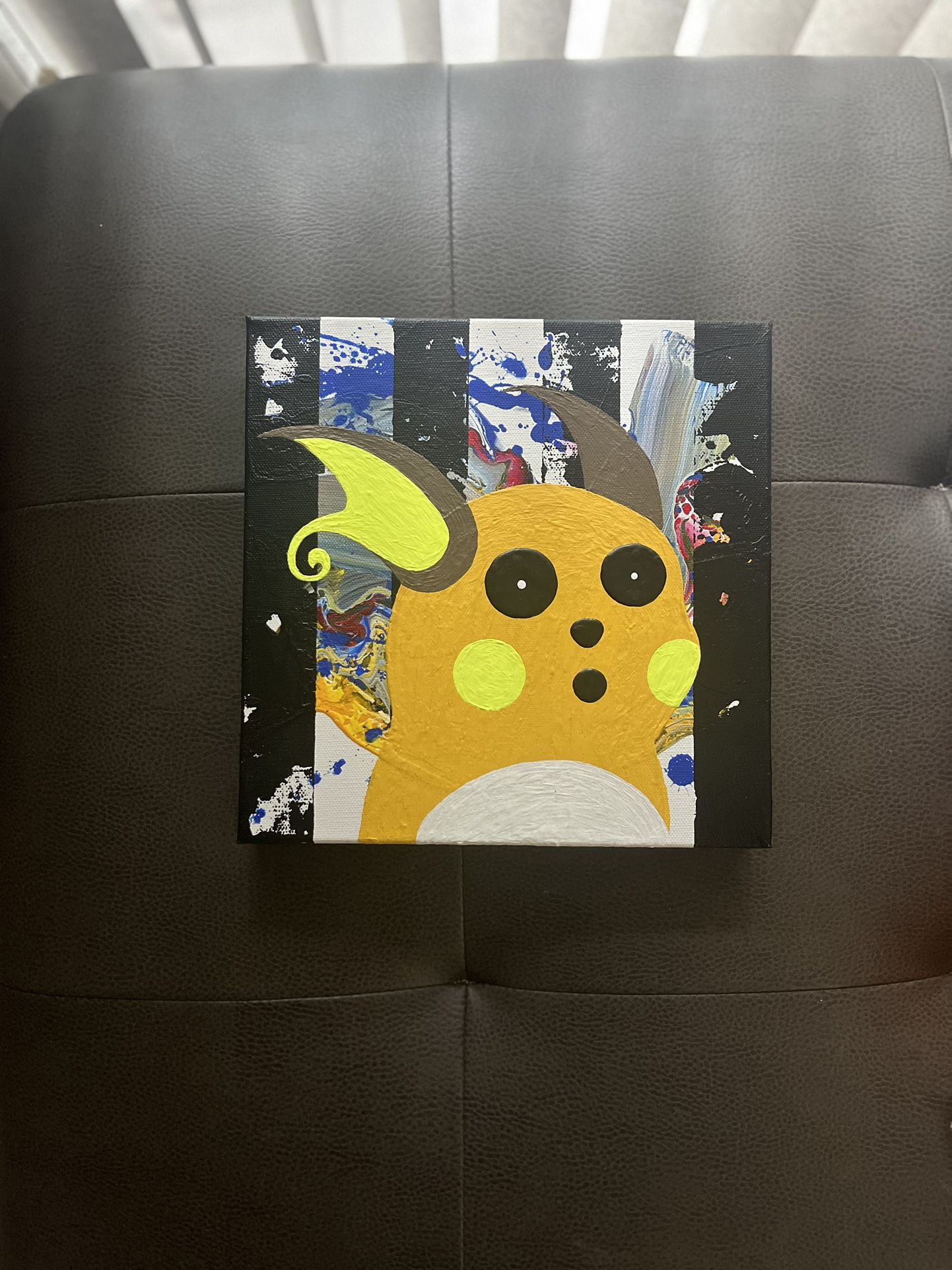 🎨 Hand-Painted Pokémon-Inspired Canvas Art – One-of-a-Kind Raichu Design
