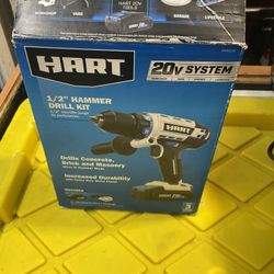Hart 20-volt Cordless 1/2 Inch Hammer Drill Kit 1 1.5 Lithium-Ion Battery New In Box