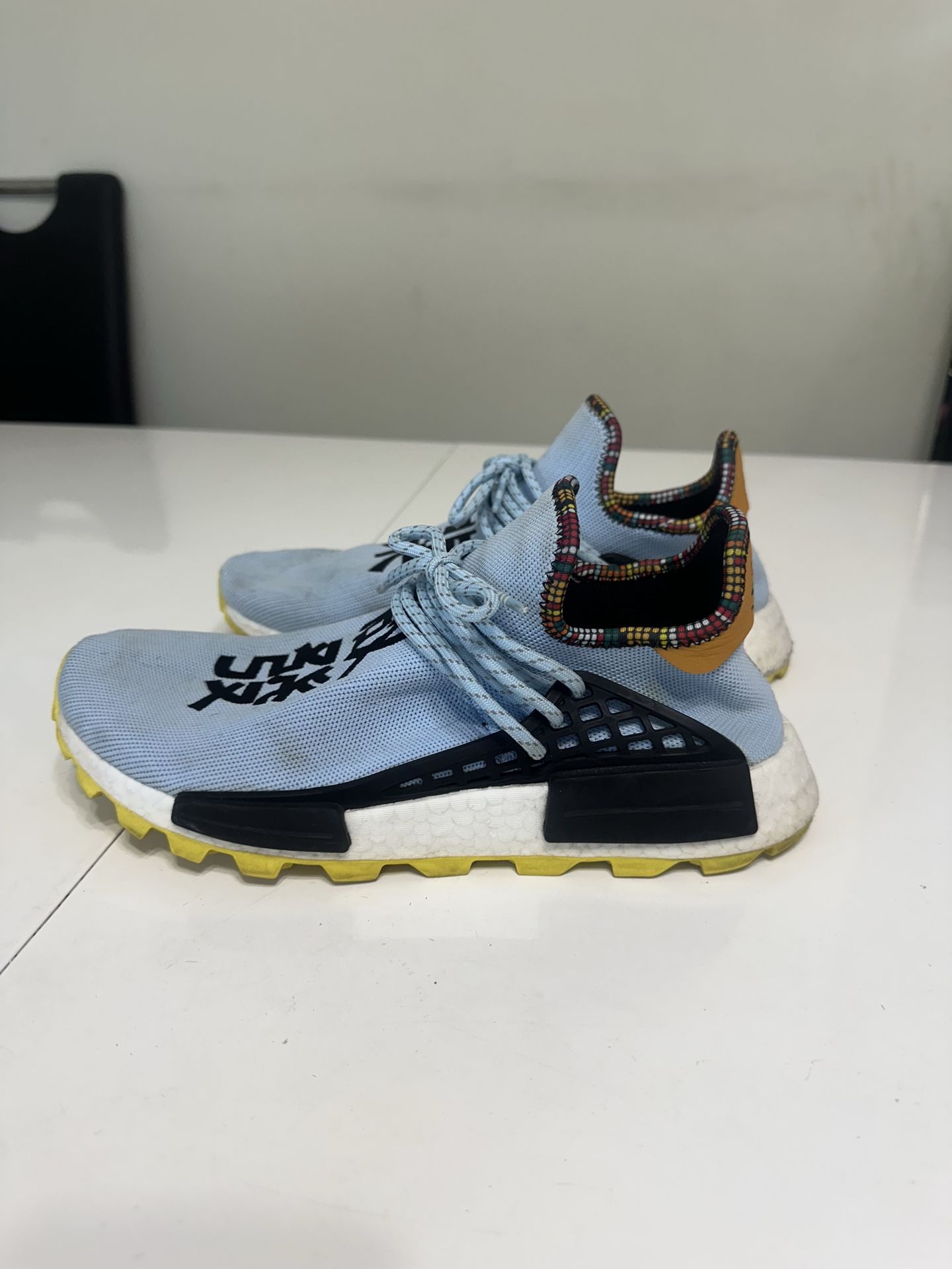 adidas Pharrell Williams Human Race Trail Light Blue Yellow Low Top Sneakers