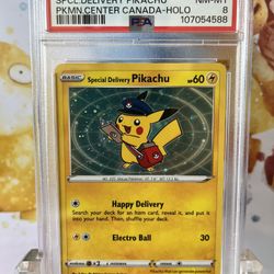 PSA 8 NM Special Delivery Pikachu Cosmo Holo