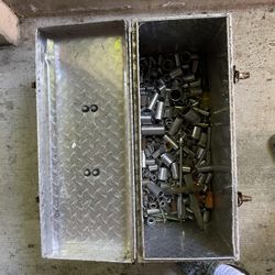 Metal Husky Box Full Of Random Sockets And Other Stuff