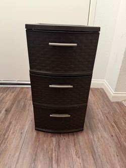 3-Drawer Plastic Storage Tower Dark Brown