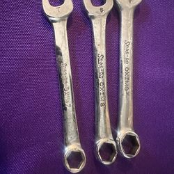 Snap On 6pt Open Box Short Combination Wrench 3Pc OXIM789