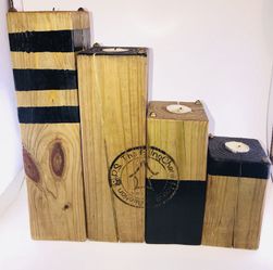 4 solid wood tea light Cale holders