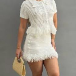 White crochet top and skirt set #crochet #summer size x-large new