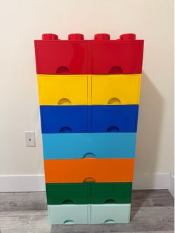 LEGO Colorful Stackable Drawer Organizer - Red Yellow Blue Orange Green