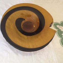 Like New Designed Glass Light And Dark Brown Plate Retail Price $50