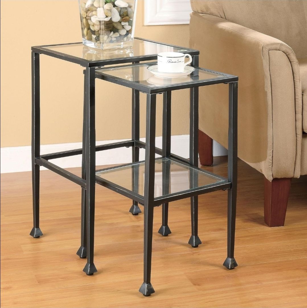 2 Piece Glass End Tables / Nesting Side Tables
