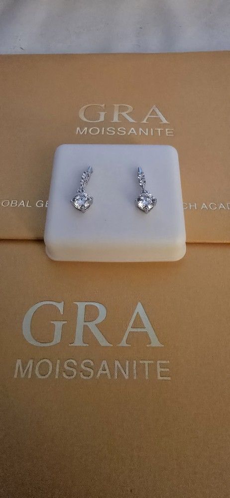 1 Carat Moissanite Hanging Ear Rings