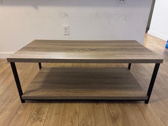 Two-Tier Wood and Metal Coffee Table