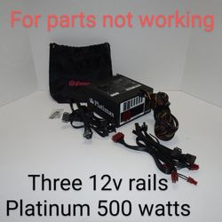 READ FOR PARTS NOT WORKING Platimax 500 Watt Modular Power Supply PSU