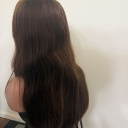 Chocolate Brown Human Wig 