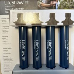 4 Pack LifeStraw Personal Water Filter Hiking Camping Travel Emergency