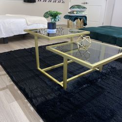 Gold Frame Two Teir Coffee Table 
