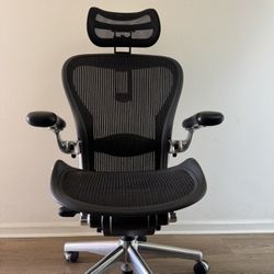 Herman Miller Aeron Classic Newer Model Size C Chrome Frame Fully Loaded ( Headrest Available)Office Chair