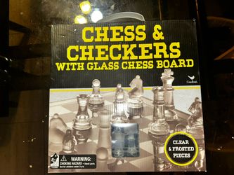 Chess & Checkers Glass Board Game 