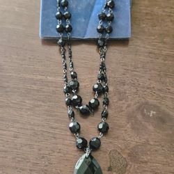 Black Beaded Necklace Vintage.