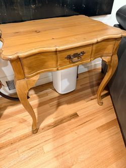 French Country Pine Side Table or Writing Desk with Drawer