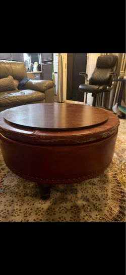 Circular burgundy coffee table