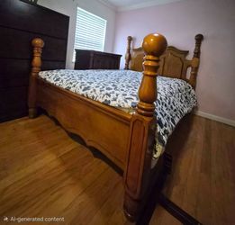 Solid wood bed set bed + two nigth tables + dresser